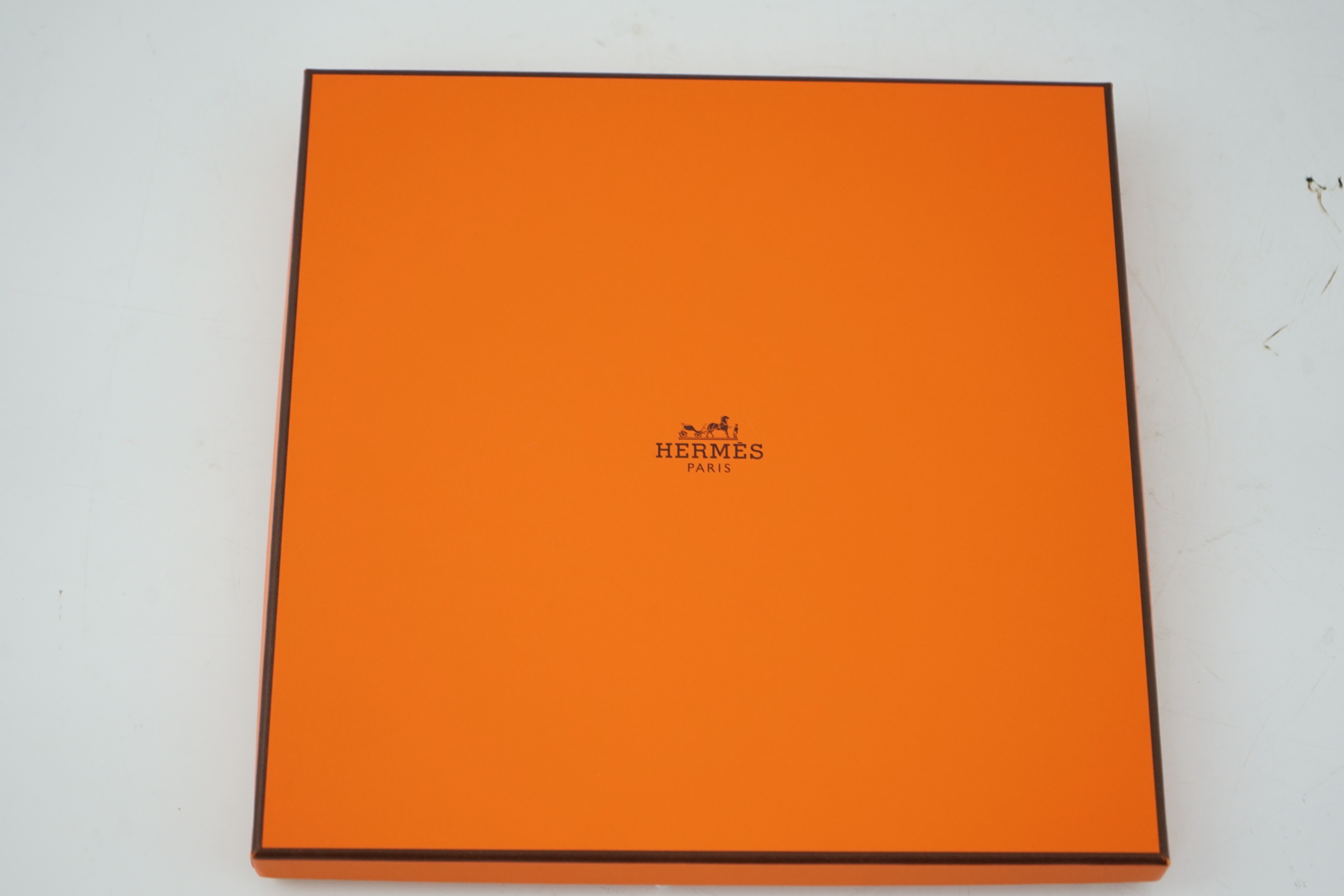 A Hermès Avenue Des Acacias silk scarf, by artist Philippe Ledoux, first issued in 1964 with original box, 90cm x 90cm